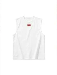 INFLATION Printed Sleeveless Tank Top For Men, Summer New Sports Vest - White - View 3