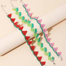 A Sweet Fruit-Themed Polyester Choker,  Pineapple Choker, Versatile Collarbone Chain, Neckband Necklace - 粉紅西瓜 - 查看 3