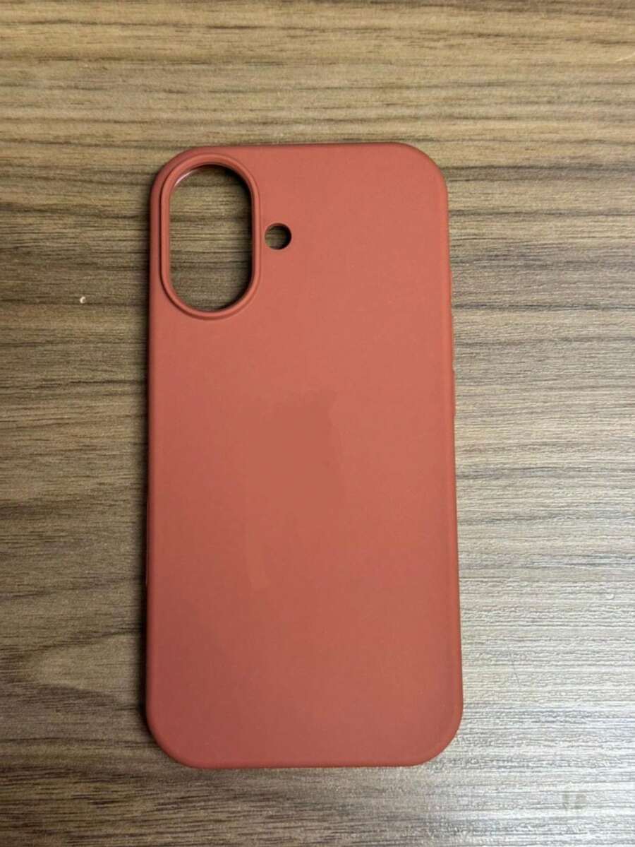 Premium Velvety Silicone Phone Case IP17 Open Camera Protective Case With Apple Logo - Rust Brown - View 1