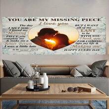 1 lámina personalizada en lienzo con marco de madera a medida - 12x18 pulgadas, arte mural romantico para parejas texto y foto insertados diseño carta amorosa ideal aniversario San Valentín regalo boda, decoración moderna-rústica uso interior/exterior. Marco resistente envolvente e instalacion sencilla gancho presentes especiales. Arte artisanal - Enmarcado - Ver 4