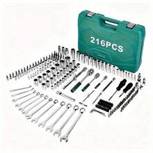 A Comprehensive Set Of 216 Professional Tools Housed In A Sturdy Carrying Case, Featuring 1/2", 3/8", And 1/4" Drive Depth And Standard Socket Ratchet Spanners. This Extensive Toolkit Is Ideal For Maintenance Tasks At Home, In The Garage - C - View 3