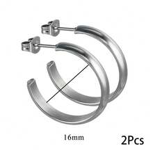 1 Đôi khuyên tai vòng rộng hình chữ C, mạ vàng 18K, làm từ thép không gỉ 304, kiểu dáng tối giản và thanh lịch dành cho nữ, không gây dị ứng và chống oxy hóa. - bông tai - Xem 10
