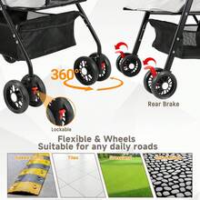 3-In-1 Pet Stroller Suitable For Small And Medium-Sized Dogs, Luxury Large Cat Stroller Detachable Carrier, Suitable For Puppies, Kittens, And Puppies - Xám - Xem 6