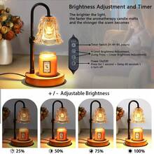 1pc Adjustable Dimmable Timer Controlled Heat-S-Afe Metal & Amber Wave Glass Candle Warmer Lamp, Vintage Aesthetic Style Bell Shaped Table Lamp With 2 Extra Halogen Bulbs, Smoke-Free Wax Melting, Warm Atmosphere Lighting, Fragrance Diffuser, Ideal For Bedroom Living Room Decor, Christmas Birthday Housewarming Holiday Gifts & All-Season Home Fragrance Use - US A Type Plug(110-127V) - View 4