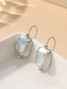 1 Pair Elegant Sophisticated Square Pendant Earrings, Suitable For Women's Daily Wear, Also An Ideal Surprise And Perfect Gift For Families And Women On Vacation And Banquets - Silver - View 2
