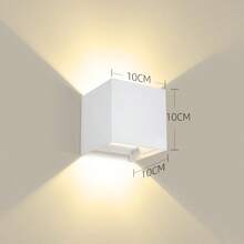 CANMEIJIA 上下照明方形户外防水壁灯，85-265V 照明灯具，铝/塑料可选，IP65/IP33 防护等级，家居装饰室内照明，适用于户外阳台/庭院/花园/楼梯/街道/客厅/卧室/厨房/浴室/走廊 - 方形壁燈 - 查看 13