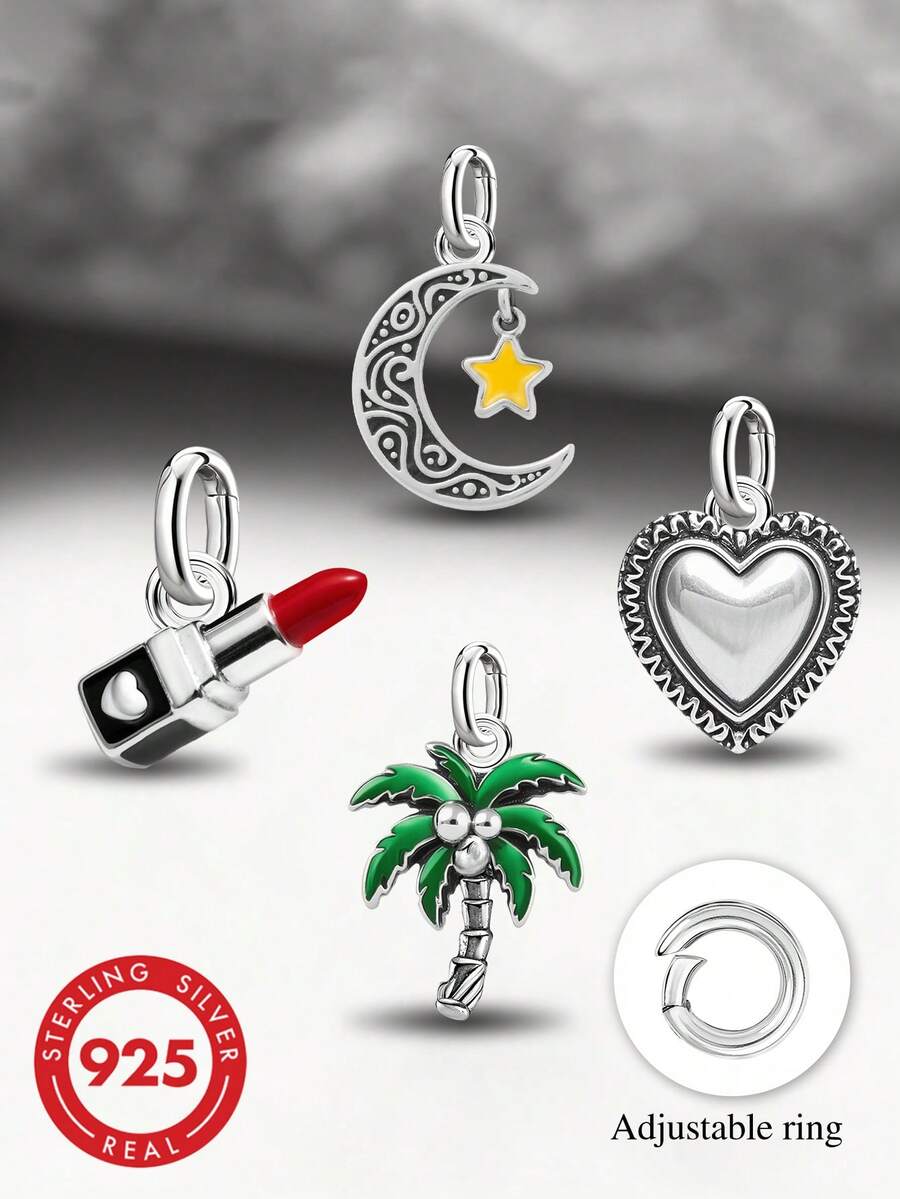 1pc Minimalist Unique 925 Sterling Silver Spring Flower Rabbit Pendant, DIY Necklace Delicate Jewelry Gift For Women & Men - Gather - View 1