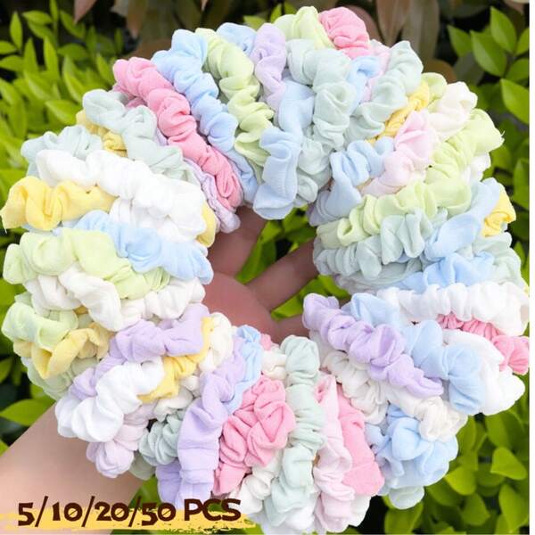 5/10/20/50pcs Astel Soft Elastic Hair Ties, Damage-Free Fabric Headbands, Suitable For Women & Girls Daily, Party And Sports, Macaron Color Hair Accessories