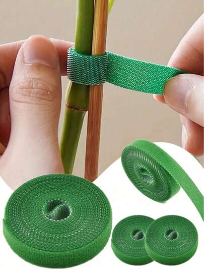60pcs Green Reusable Hook & Loop Fastener Straps, 5.91 Inch (Approx. 15cm) Adjustable Non-Slip Nylon Ties, Plant-Based Ties, Hook & Loop Closure - Ideal For Climbing Plant Support