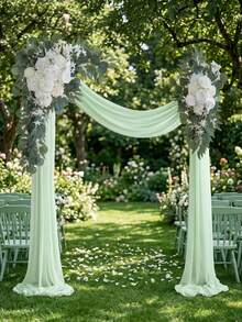 3 piezas de arco de flores de follaje artificial - Decoración de arco de boda con pasto pampa verde, 20 pies de tela brillante blanca para ceremonia y recepción de boda, baby shower, cumpleaños, celebración de graduación, decoración de fiesta de jardín (pasto pampa verde) - Multicolor - Ver 4