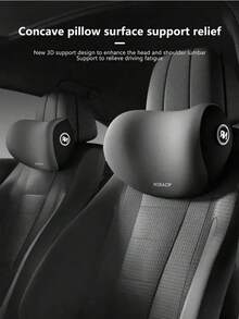 Reposacabezas de coche, soporte lumbar, almohada de hombro, almohada de coche, cojín de respaldo de cintura de algodón con memoria, productos automotrices para el hogar - Almohada lumbar negra - Ver 6