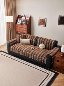 1 chiếc vỏ gối sofa họa tiết hình học Bohemian, chất liệu jacquard chenille mềm mại, bảo vệ đồ nội thất bốn mùa, chống trượt, chống bụi, chống nhăn, bền, chống trầy xước do mèo, phù hợp với sofa 1-4 chỗ và sofa hình chữ L. - Cà phê nâu - Xem 2