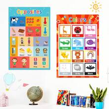 6 Pcs A3 Kids Educational Posters Set, Alphabet Numbers Colors Farm Animals Fruits & Vegetables, English Early Learning Wall Charts, Preschool Kindergarten Homeschool Classroom Decor, Children Vocabulary Learning Posters For Ages 3‑7 - Multicolor - View 9