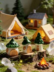 8pcs/4pcs Green Castle Mini Cute Ornaments, Suitable For Outdoor Garden Decor, Hobby Enthusiasts, Toy House Decoration - Multiple Styles - View 9
