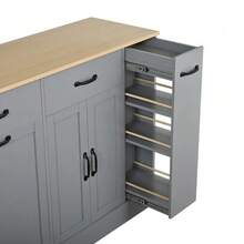 Modern Sideboard With Various Drawers, Buffet Cabinet With Waste Bin Compartment And External Spice Rack For Dining Room, Living Room And Kitchen (Grey) - Grey - View 10