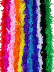 Feather Scarf, DIY Party Decoration, Colorful Feather Scarf, Scarf Decoration, Suitable For Birthday Party, Halloween, Christmas, Racing, Afternoon Tea, New Year's Eve, Concert, Home Decor, Dance Wedding, Stage Performance, Carnival Costume And Accessories, Party Supplies - Multicolor - View 5