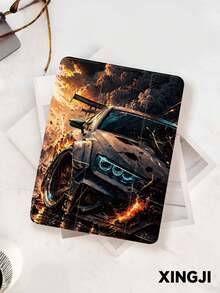 1pc Flame Explosion Racing Car Pattern Tablet Protective Case, Compatible With IPad 10.2" 10th Gen/ (A16) 11" 11th 2025, Pro 11" 2021/2020, Galaxy Tab A8 10.5" 2022, Matepad 10.4/Tab, Built-In Pencil Slot, Anti-Drop, Tablet Stand Case, Supports Auto Sleep/Wake, Best Gift For Family And Friends - Multicolor - View 3