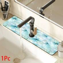 1pc Watercolor Floral Pattern Faucet Cover, Durable Polyester, Quick Drying, Easy To Clean, Suitable For Kitchen And Bathroom, Easy Installation, Daily Decor, Gift, Bathroom Mat, Durable Faucet Cover, Faucet Accessory - Multicolor - View 14
