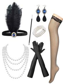 D EXCEED 1/3/4/6 Stück 1920er Jahre Stil künstliche Federhaarbänder, für Frauen, Hochzeit, Party, Nachmittagstee, Karneval, Muttertag, Ball, Halloween Dekoration, Geschenk - mehrfarbig - Übersicht 10