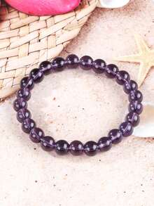 Pulseira de Cristal Transparente Roxo Única, Sorte, Energia Curativa, Pulseira de Contas de Equilíbrio, Presentes de Festa de Feriado para Mulheres Homens, Presentes de Joias Delicadas - Roxo - Visão 8