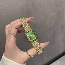 Reloj de cuarzo de esfera cuadrada de moda casual, adecuado para uso diario, vuelta al colegio, cumpleaños, fiesta, vacaciones, excelente para uso personal o como regalo a amigos - Verde - Ver 2