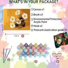 24-Color Adult DIY Digital Oil Painting Kit, 40*50cm/16*20inch, Includes 1pcs Canvas, 3pcs Different Paint Brushes & 1pcs Color Chart, Ideal For Living Room, Bedroom, Office & Home Wall Decoration, Perfect Gift For Valentine's Day, Birthday, Mother's Day, Christmas & All Holidays, Professional Adult Art Usage (Unframed) - Multicolor - View 3