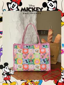 1 Túi vải canvas chính hãng Disney Mickey & Friends, dung tích lớn, túi đeo vai, in hình hoạt hình dễ thương, có thể tái sử dụng, túi xách mua sắm, túi tote thông thường, dành cho nữ/bé gái/học sinh/người hâm mộ/giới trẻ, thích hợp cho trường học, công việc, du lịch, mua sắm, sử dụng hàng ngày. - Nhiều màu - Xem 14