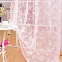 1pc Spring/Summer Lace Trim Rustic Style Sheer Curtain, Suitable For Camping, Restaurant, Party, Holiday And Daily Home Decor In Bedroom, Living Room, Easy Installation - Pink - View 7