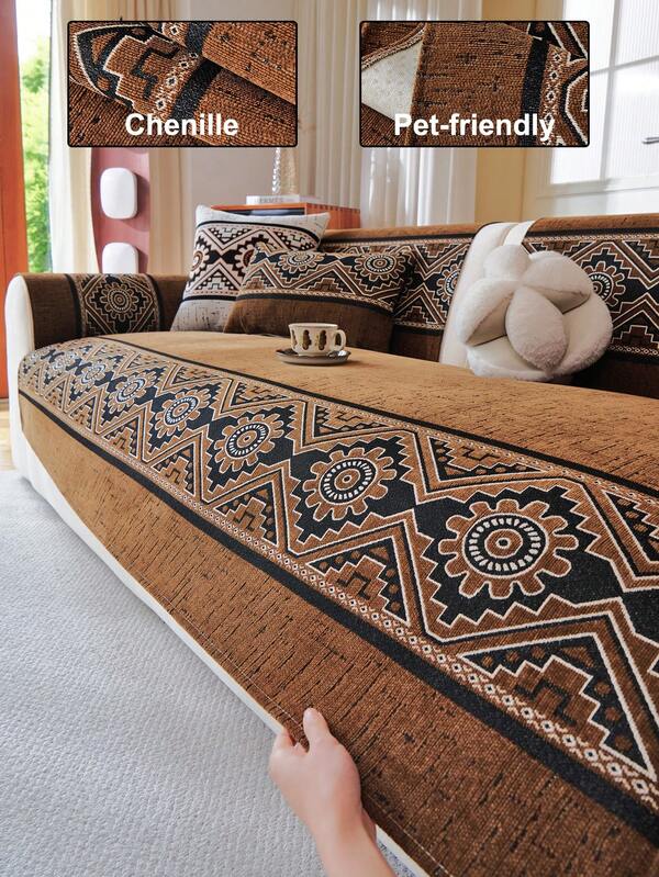 1 tấm bọc ghế sofa phong cách Bohemian, đệm sofa nhiều màu sắc phù hợp cho mọi mùa, vỏ bọc sofa bằng vải nhung, đệm bảo vệ thân thiện với thú cưng cho sofa 1/2/3/4 chỗ ngồi