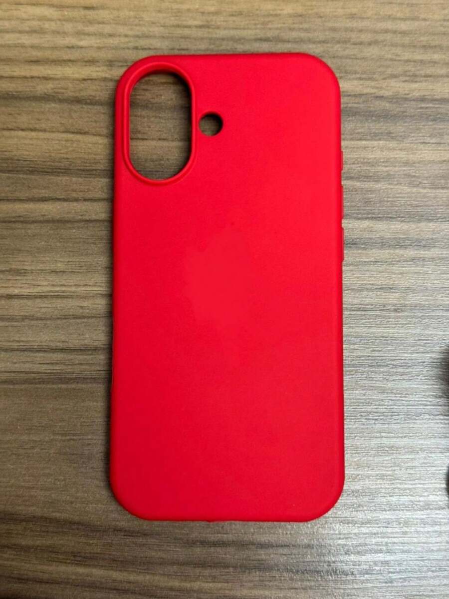 Premium Velvety Silicone Phone Case IP17 Open Camera Protective Case With Apple Logo - Red - View 1