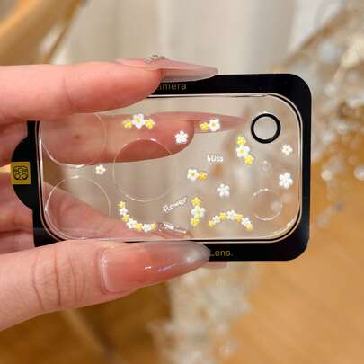 Flower Series Camera Lens Protective Film Fresh Daisy Small Floral Stickers + Lens Film, Suitable Compatible With Apple 17pro/17promax Camera Lens Protective Film, Transparent Camera Lens Protective Film Mother's Day Gift
