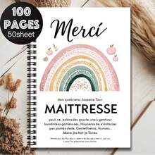 1pc "Merci" Themed Spiral Notebook With Romantic French Style, Cover Decorated With Vibrant Rainbow And Delicate Fruit Patterns, Conveying Warmth. 100 High-Quality Inner Pages, 50 Thick Paper Sheets. Suitable For Work Records, Study Notes, Daily Planning, Also An Thoughtful Gift For Graduation, Birthday. - V - View 5