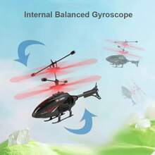 Avión de Control remoto resistente a choques, helicóptero de inducción, Dron suspendido de modo Dual, juguete con iluminación - Azul - Ver 2