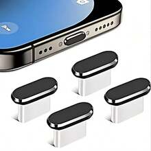 1 Pack USB-C Dust Plug, Metal Type-C Charging Port Cover, Dust-Proof USB-C Plug Cap, Charging Port Protector, Suitable For All USB-C Devices - Black - View 1