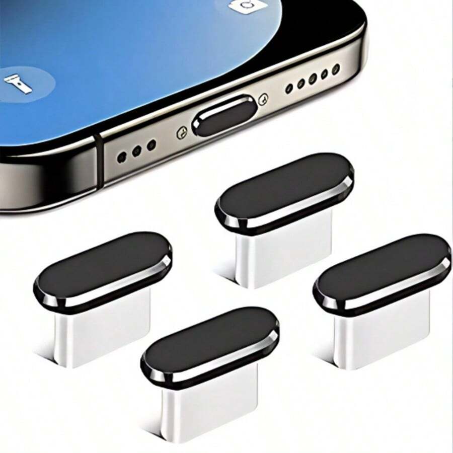 1 Pack USB-C Dust Plug, Metal Type-C Charging Port Cover, Dust-Proof USB-C Plug Cap, Charging Port Protector, Suitable For All USB-C Devices - Black - View 1