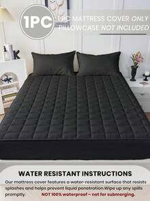 1pc Waterproof & Comfortable Quilted Mattress Protector, Bedding, Soft & Skin-Friendly Mattress Cover, Suitable For Queen, King, Twin Size Beds, Washable, Ideal Gift - Black - View 3