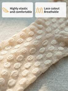 Polka Dot Lace Anti-Snag Ruffle Socks, Soft And Breathable, French Gentle Style, Versatile For Spring And Summer, Mary Jane Shoes Short Socks - Apricot - View 5