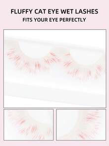1 Pair Colorful Gradient Eyelash Fairy Korean Style Full Strip False Eyelashes, Transparent Stem Lashes - Colored-4-1 - View 4