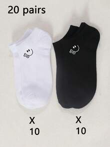 15 pares de calcetines cortos sólidos en negro/blanco/gris, de moda, simples, transpirables y que absorben la humedad, cómodos calcetines deportivos para el tobillo, calcetines invisibles, adecuados para uso diario, actividades al aire deportes en todas las estaciones, regalo de Navidad - Multicolor - Ver 14