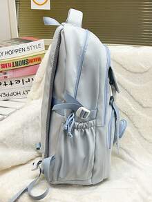 多隔層學院風字母印花尼龍女款後背包，可容納15.6吋筆電的筆電包，多口袋輕量學生書包，大容量旅行通勤日用包，適合學生、護理師、教師、商務人士，適用旅行、度假、出差、日常通勤、購物、辦公、約會、登山、訓練、工作，生日禮物、節日禮物 - 彩色 - 查看 10