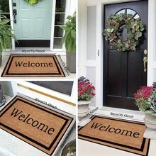 Modern Welcome Rug With "Welcome" Sign - Non-Slip Thick Pile Suitable For /Outdoor Use, Machine Washable Soft Suitable For Entryway, Front Door, Kitchen, Bathroom - Neutral Colors (,) - trắng - Xem 4
