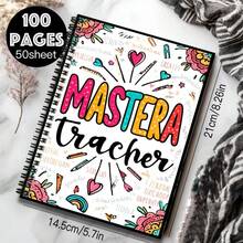 1pc Creative Cartoon Style Colorful Spiral Notebook, "MASTERA Teacher" Prominent Design. 100 Pages/50 Sheets, Suitable For Work, Study, School Planning, Diary, Notes, Also A Thoughtful Gift For Graduation, Birthday. - M - View 2