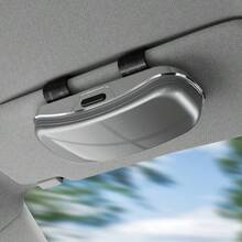 Estuche para gafas de sol de parasol de coche, caja de almacenamiento de gafas de coche con botón de apertura con un solo toque, soporte protector para gafas, caja de gafas de parasol multifuncional y de moda, unisex - A - Ver 9