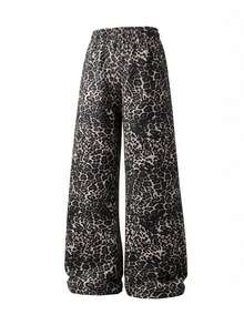 Men's Casual Loose Straight Leg Sweatpants, Leopard Print, Fashion Sports Pants, Spring/Autumn - Black - View 3