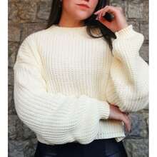 Women's Knitted Sweater - Cream - View 1