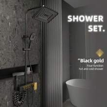 Black Gold Household Shower Faucet Set, Shower Head, With Pressurized Shower Head, Toilet Spray Gun - Gold - View 10