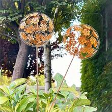 2个复古铁艺花园标牌 | 复古铁艺花园插牌 | 适用于庭院、花园、节日和季节性装饰 - 2支繡球花地插 - 查看 3