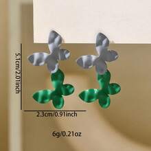 2 piezas Pendientes con diseño de mariposa en bloques de color a la moda, adecuados para vacaciones, uso diario casual - Mariposa - Ver 6