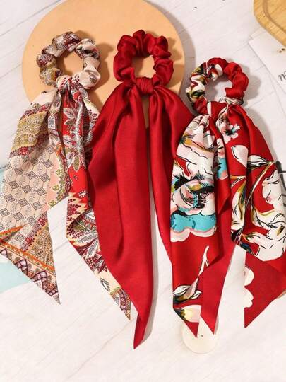3pcs/1pc Satin Hair Accessories Set Includes Hair Scrunchies & Ribbons, Suitable For Voluminous Hairstyles, Fashion Hair Accessories For Holidays, Travel, Mother's Day Gifts, Women's Summer Vacation, Graduation & Valentine's Day
