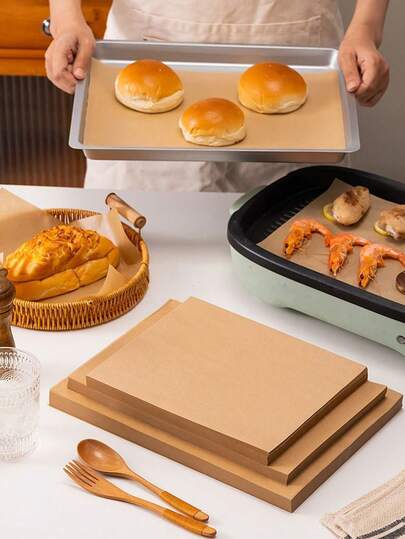 150/100/50pcs Yellow Food Wrapping Paper, Food Basket Plate Liner Paper, Fries Fried Chicken Pizza Cookie Pad Paper, Food Absorbent Paper, Hamburger Sandwich Packaging Tools, Kitchen Essential Food Paper, Food Storage And Packaging Accessories, Gifts, Baking Supplies, Kitchen Food Containers